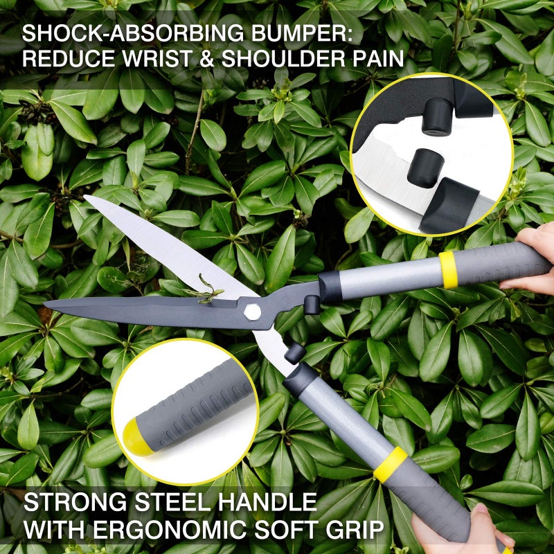 Colwelt Hedge Clippers 21'', Hedge Shears for Trimming Borders, Boxwood, and Bushes, Hedge Gardening Shears with Carbon Steel Sharp Blades & Ergonomic Comfortable Handle - Image 5